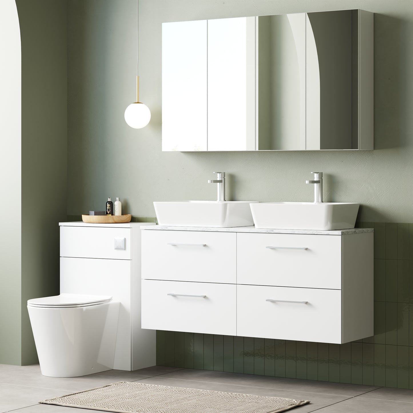 NUIE 1200mm Wall Hung 4-Drawer Vanity & Laminate Worktop