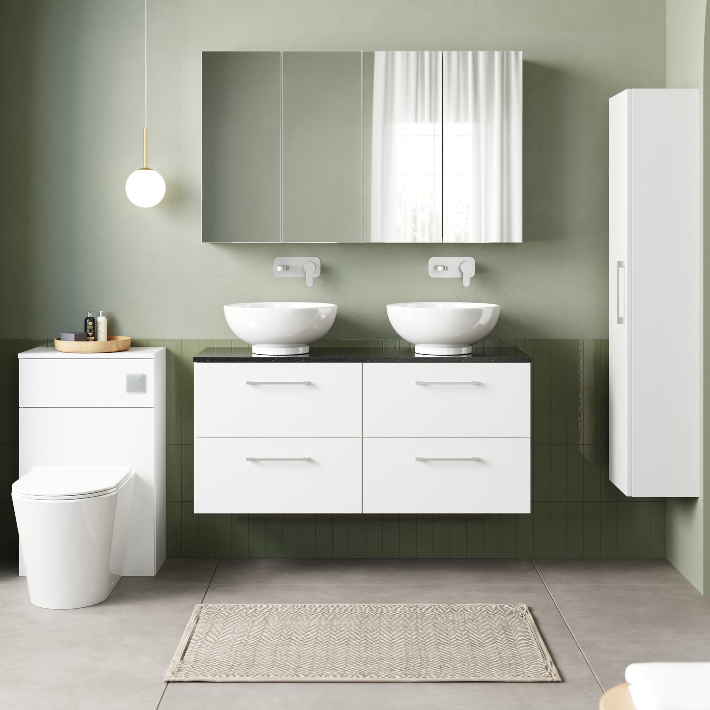 NUIE 1200mm Wall Hung 4-Drawer Vanity & Laminate Worktop