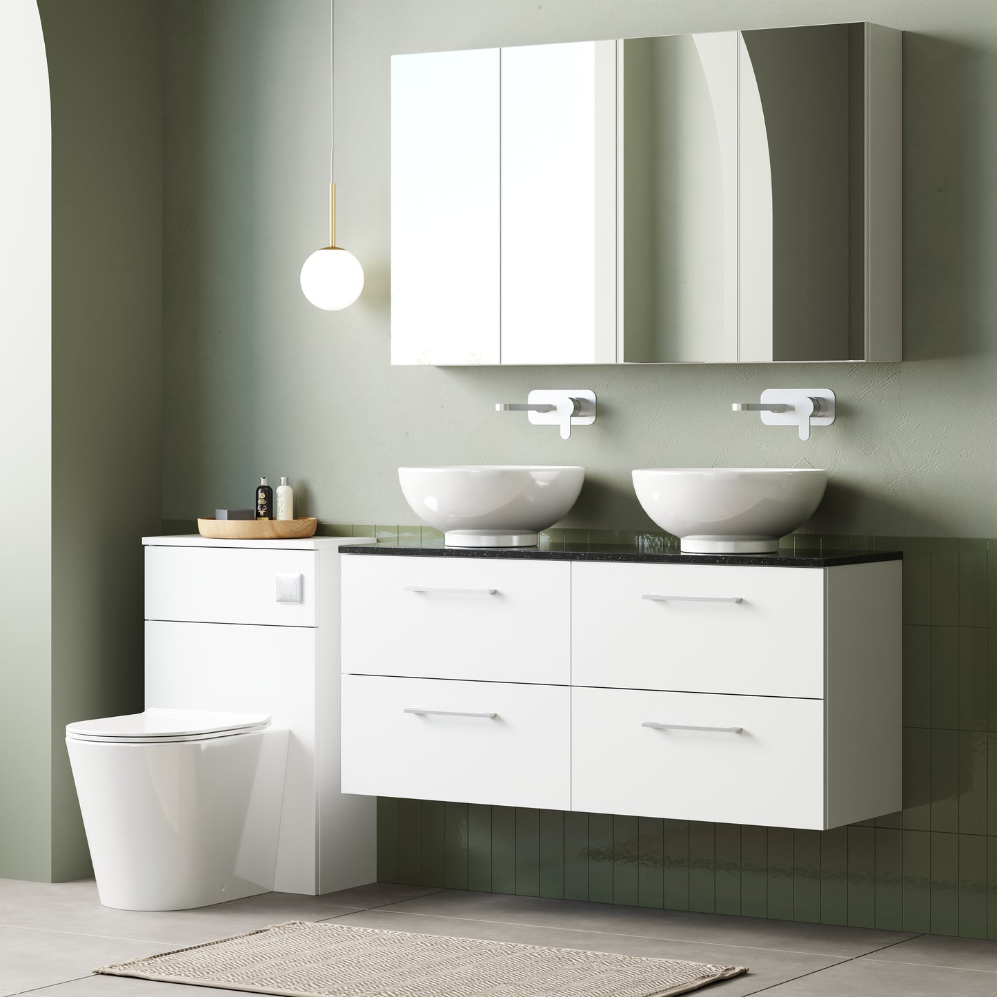 NUIE 1200mm Wall Hung 4-Drawer Vanity & Laminate Worktop