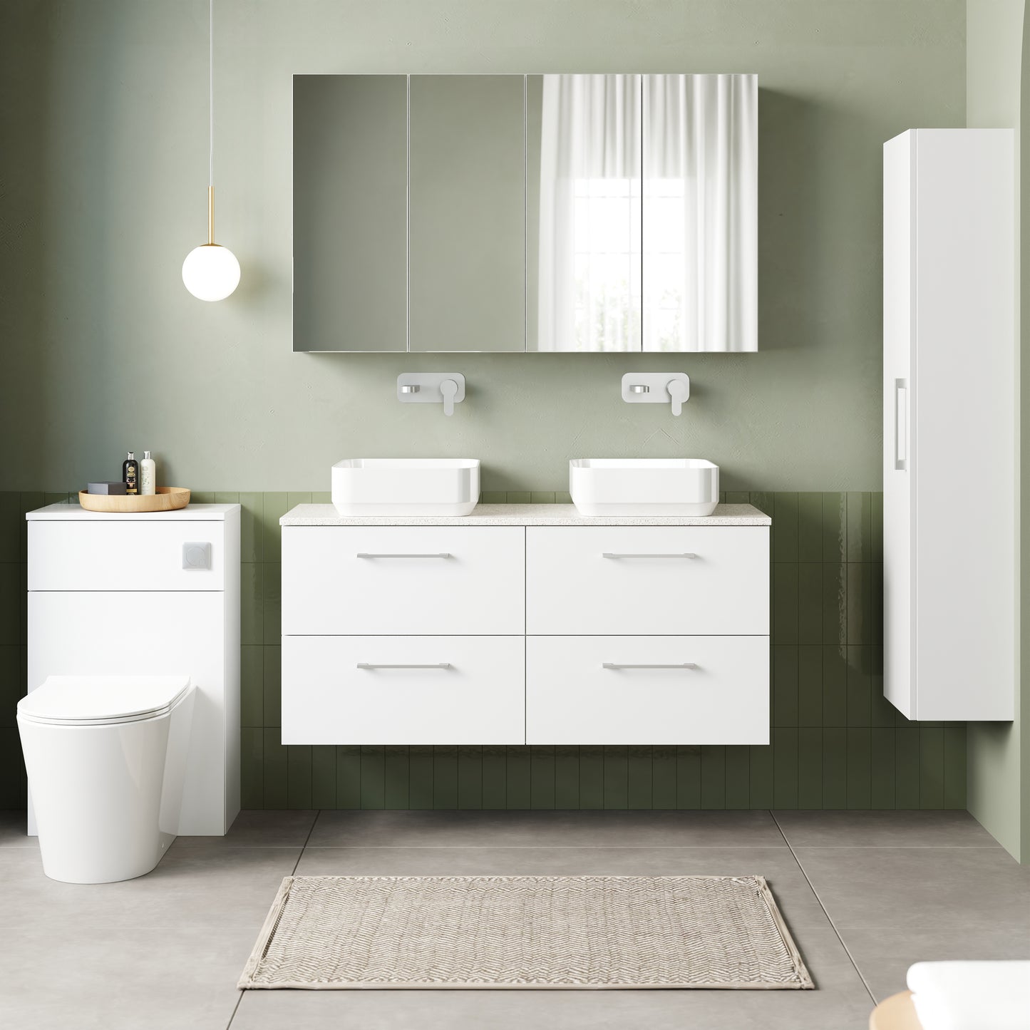 NUIE 1200mm Wall Hung 4-Drawer Vanity & Laminate Worktop