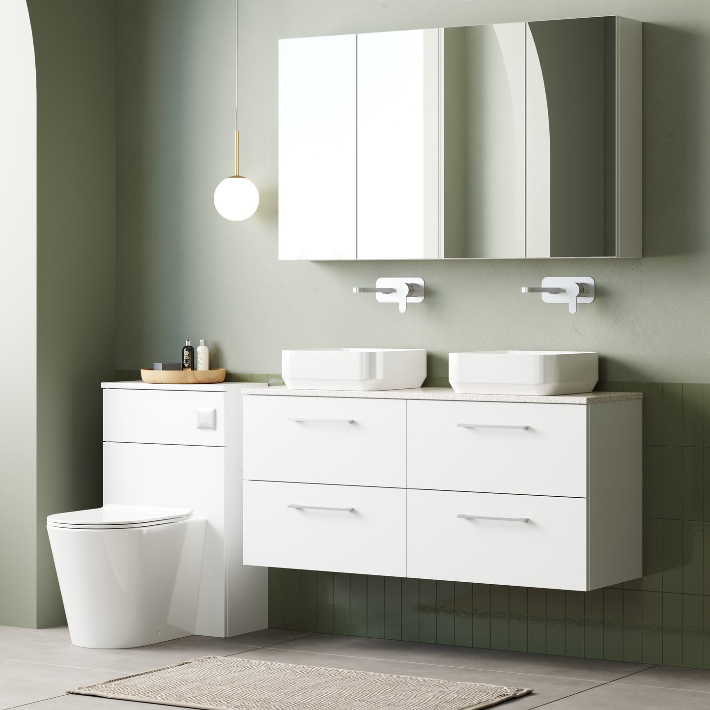NUIE 1200mm Wall Hung 4-Drawer Vanity & Laminate Worktop