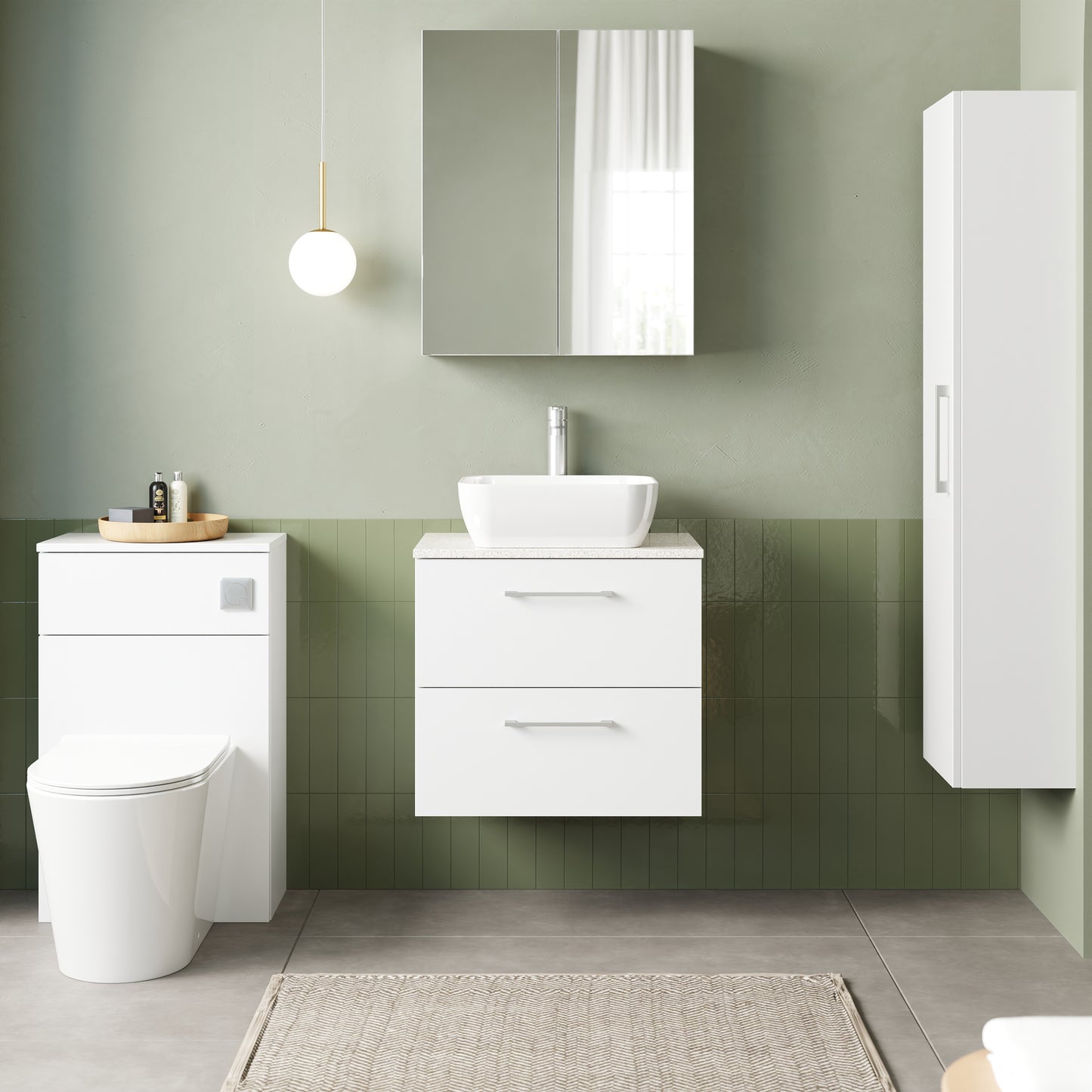 NUIE 600mm Wall Hung 2 Drawer Vanity & Laminate Top