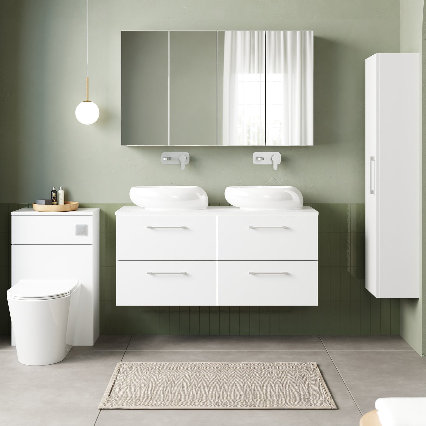 NUIE 1200mm Wall Hung 4 Drawer Vanity & Worktop