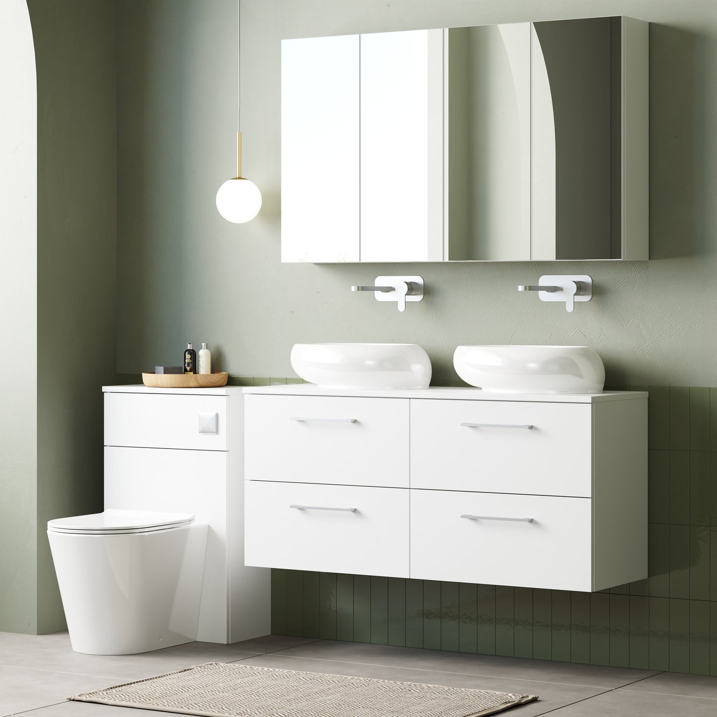 NUIE 1200mm Wall Hung 4 Drawer Vanity & Worktop