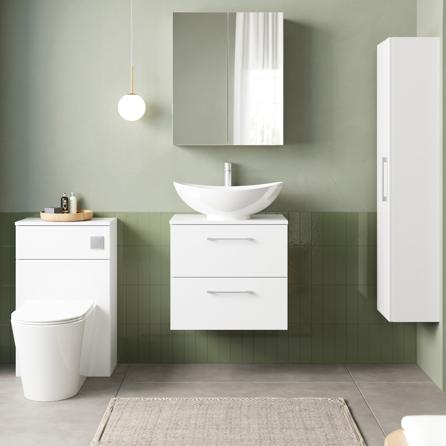 NUIE 600mm Wall Hung 2 Drawer Vanity & Worktop