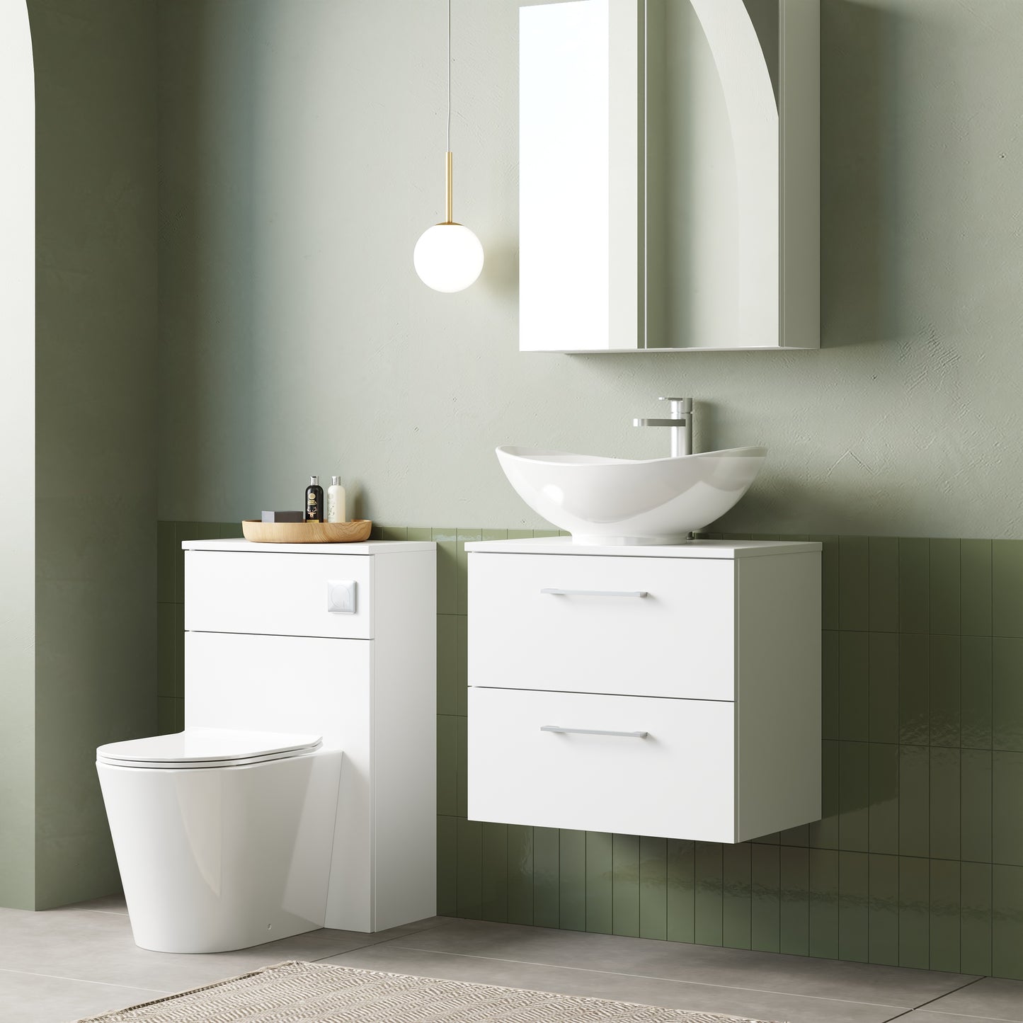 NUIE 600mm Wall Hung 2 Drawer Vanity & Worktop