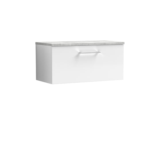 NUIE 800mm Wall Hung Single Drawer Vanity & Laminate Top