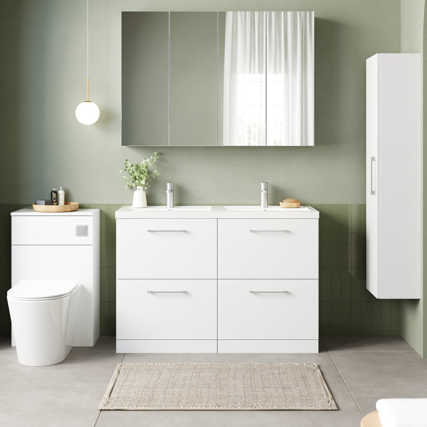 NUIE 1200mm Floor Standing 4 Drawer Vanity & Double Basin 1