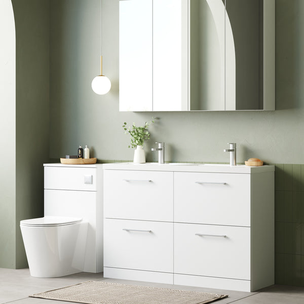 NUIE 1200mm Floor Standing 4 Drawer Vanity & Double Basin 1