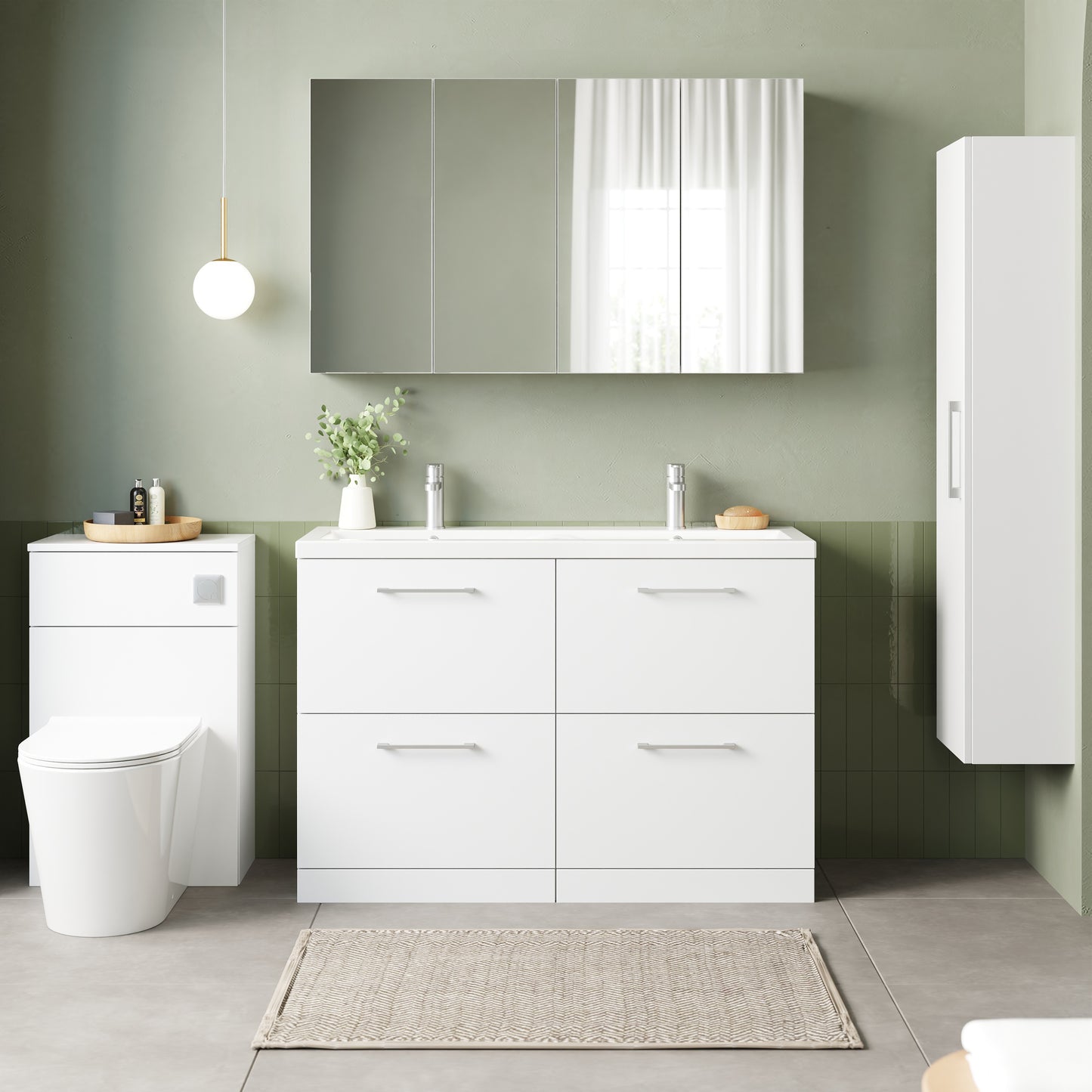NUIE 1200mm Floor Standing 4 Drawer Vanity & Double Basin 2