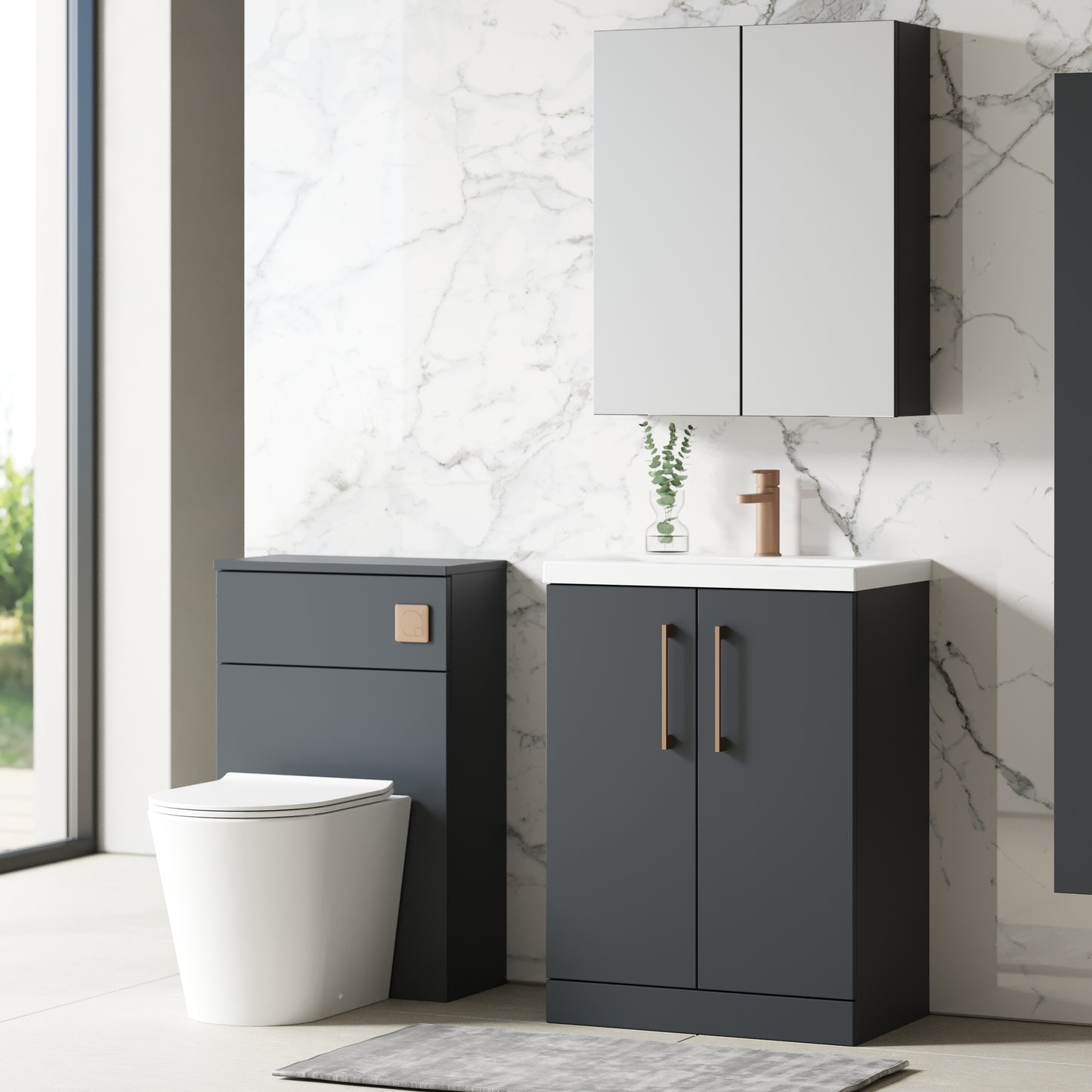 NUIE 600mm Floor Standing 2 Door Vanity & Basin 1