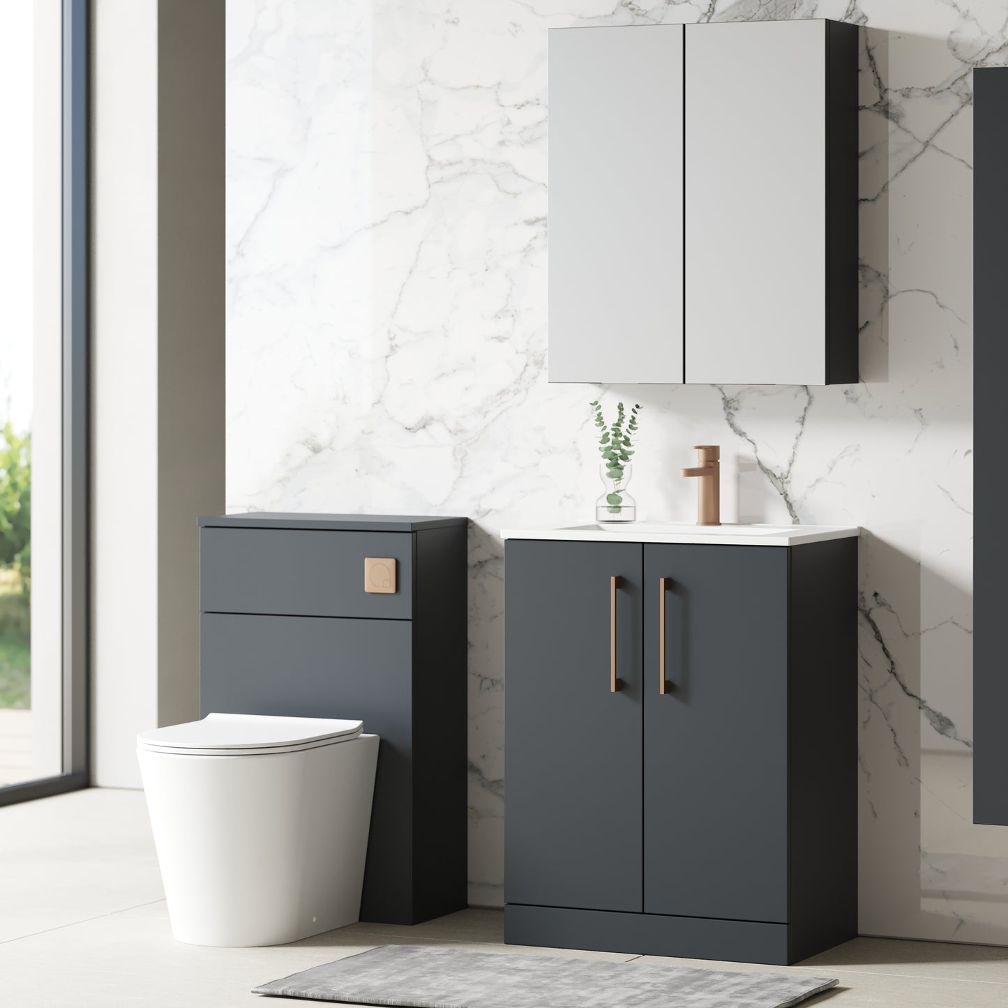 NUIE 600mm Floor Standing 2 Door Vanity & Basin 2