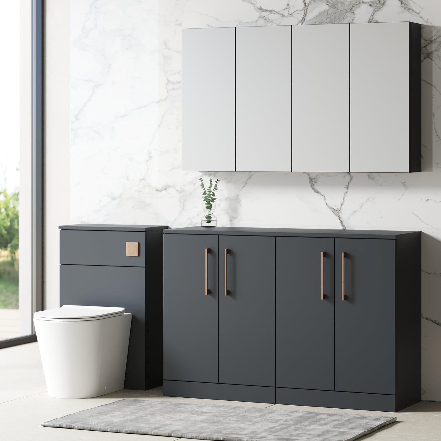NUIE 1200mm Floor Standing 4 Door Vanity & Worktop