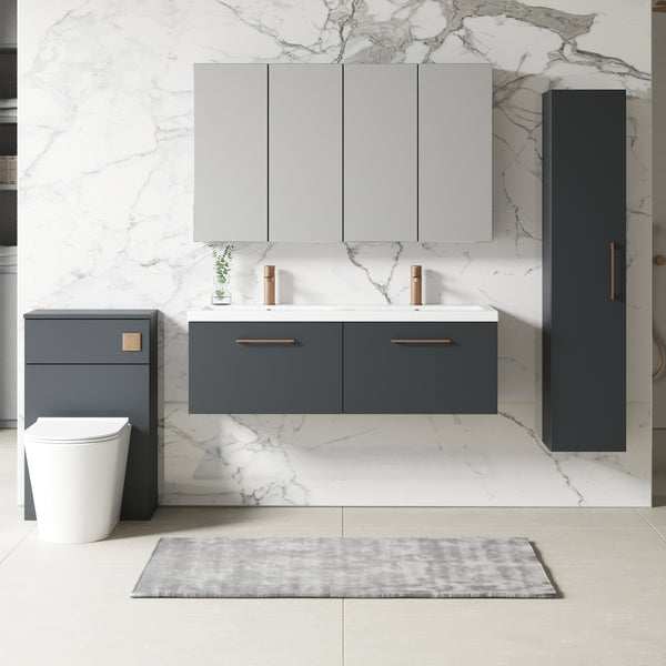 NUIE 1200mm Wall Hung 2 Drawer Vanity & Double Basin