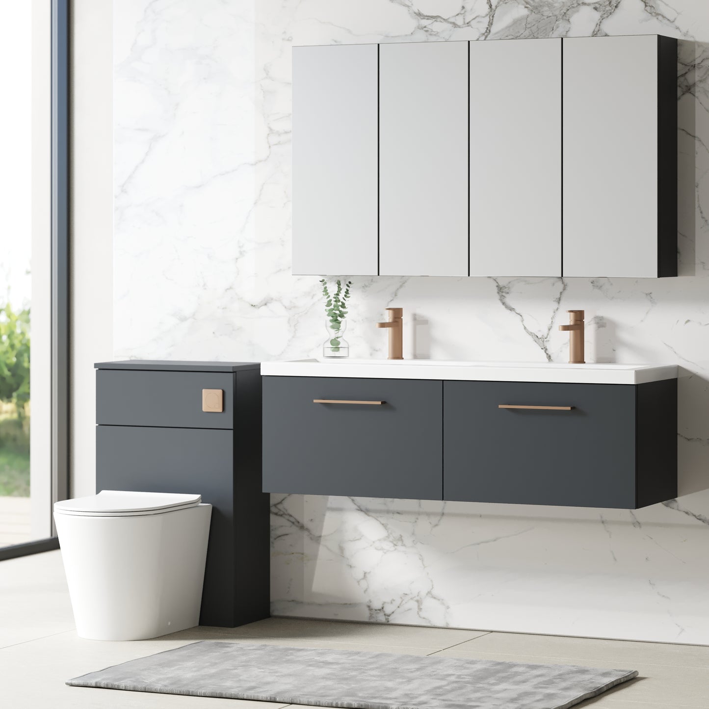 NUIE 1200mm Wall Hung 2 Drawer Vanity & Double Basin