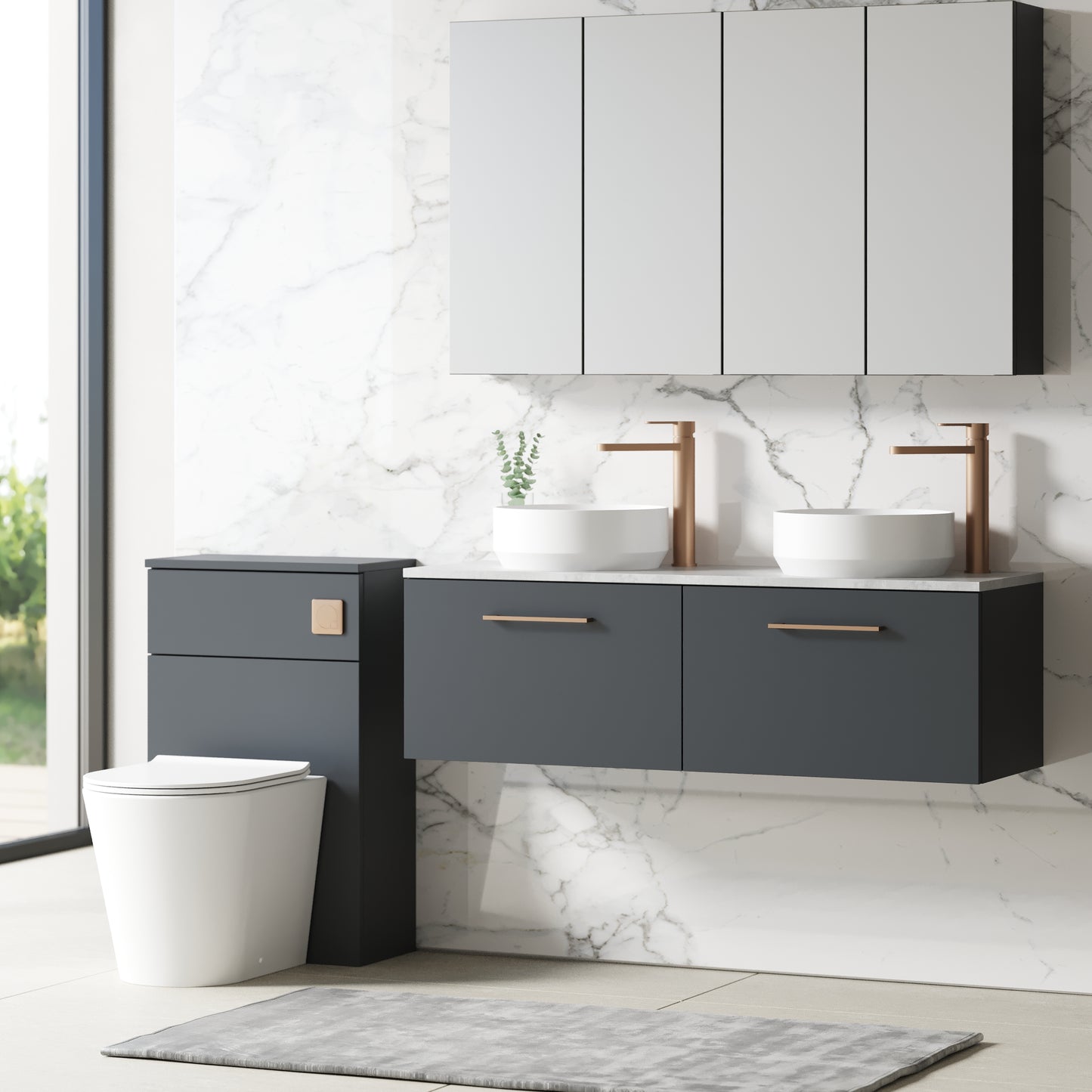 NUIE 1200mm Wall Hung 2-Drawer Vanity & Laminate Worktop
