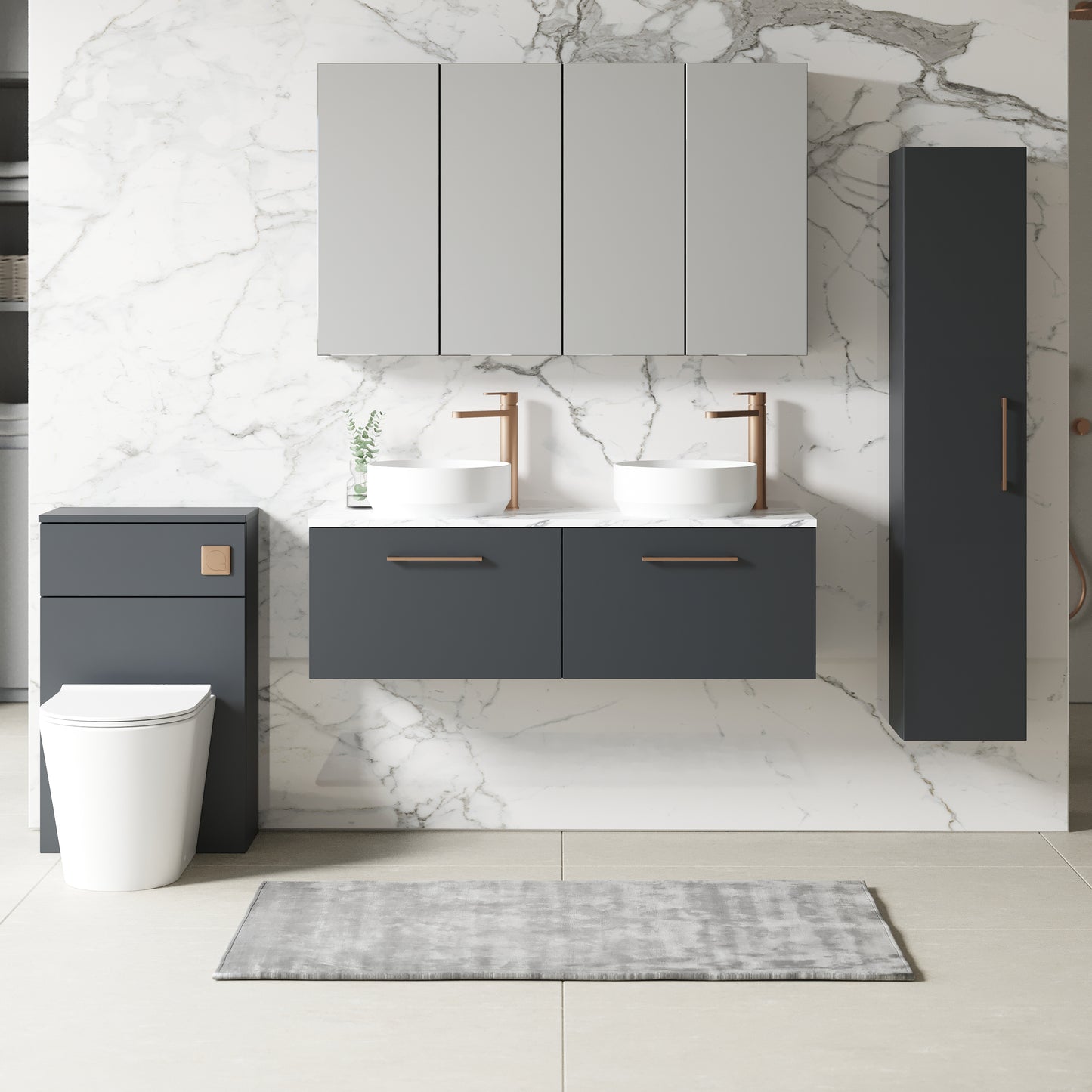 NUIE 1200mm Wall Hung 2-Drawer Vanity & Laminate Worktop