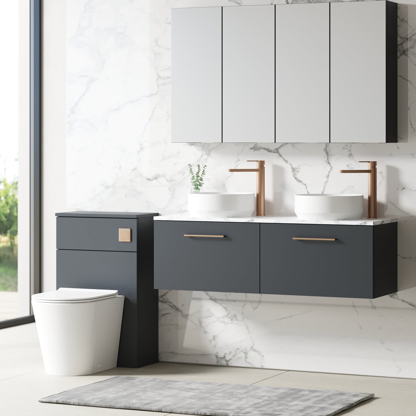 NUIE 1200mm Wall Hung 2-Drawer Vanity & Laminate Worktop