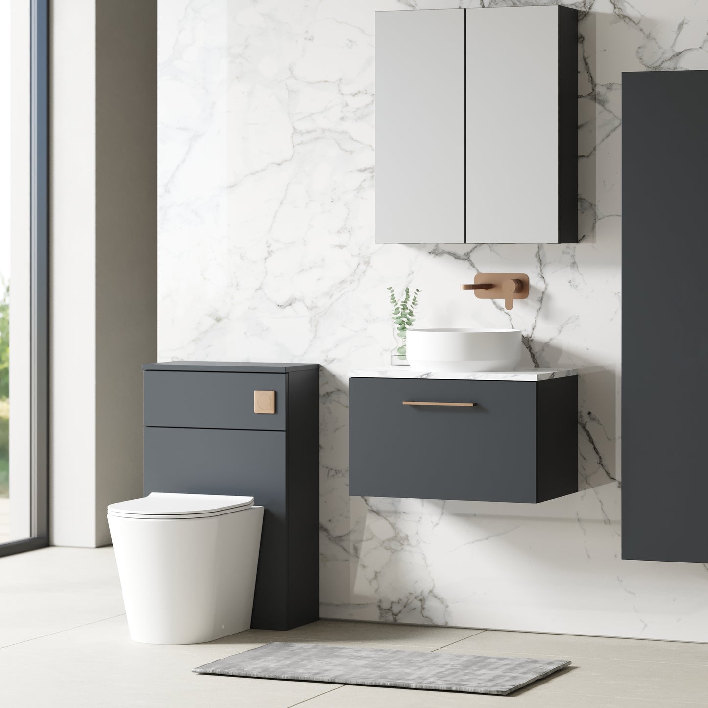 NUIE 600mm Wall Hung 1-Drawer Vanity & Laminate Worktop