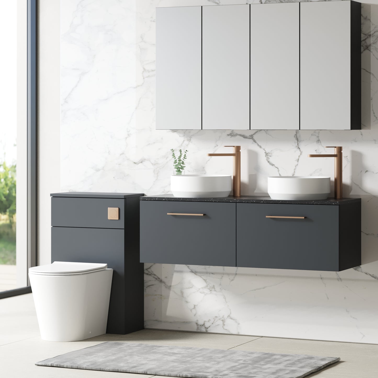 NUIE 1200mm Wall Hung 2-Drawer Vanity & Laminate Worktop