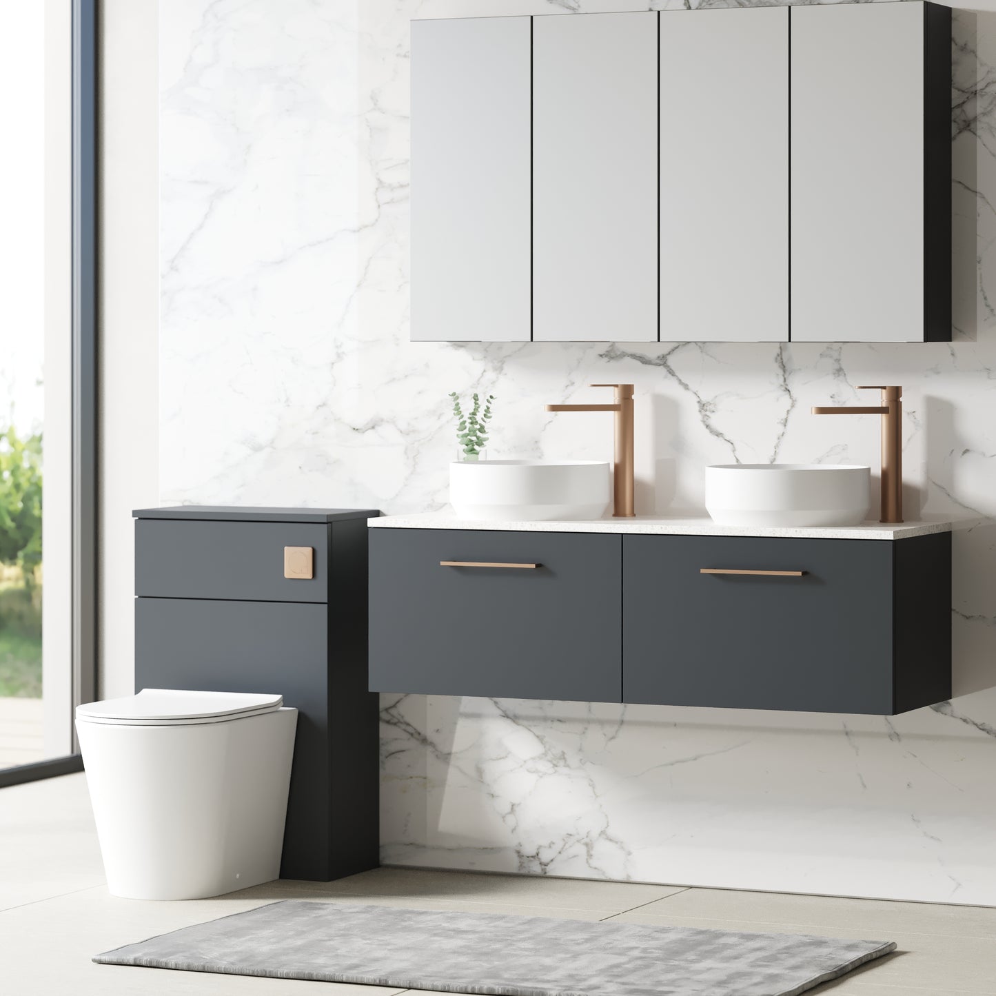 NUIE 1200mm Wall Hung 2-Drawer Vanity & Laminate Worktop