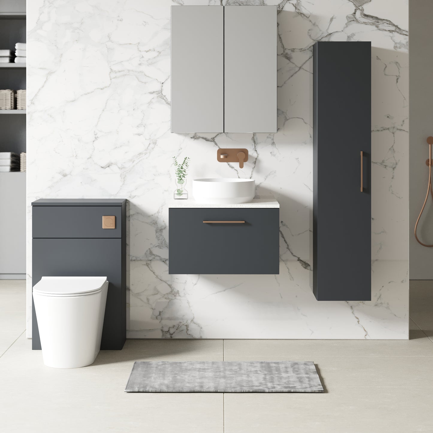 NUIE 600mm Wall Hung 1 Drawer Vanity & Laminate Top