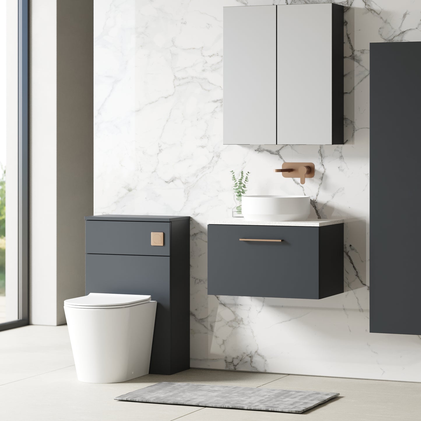 NUIE 600mm Wall Hung 1 Drawer Vanity & Laminate Top