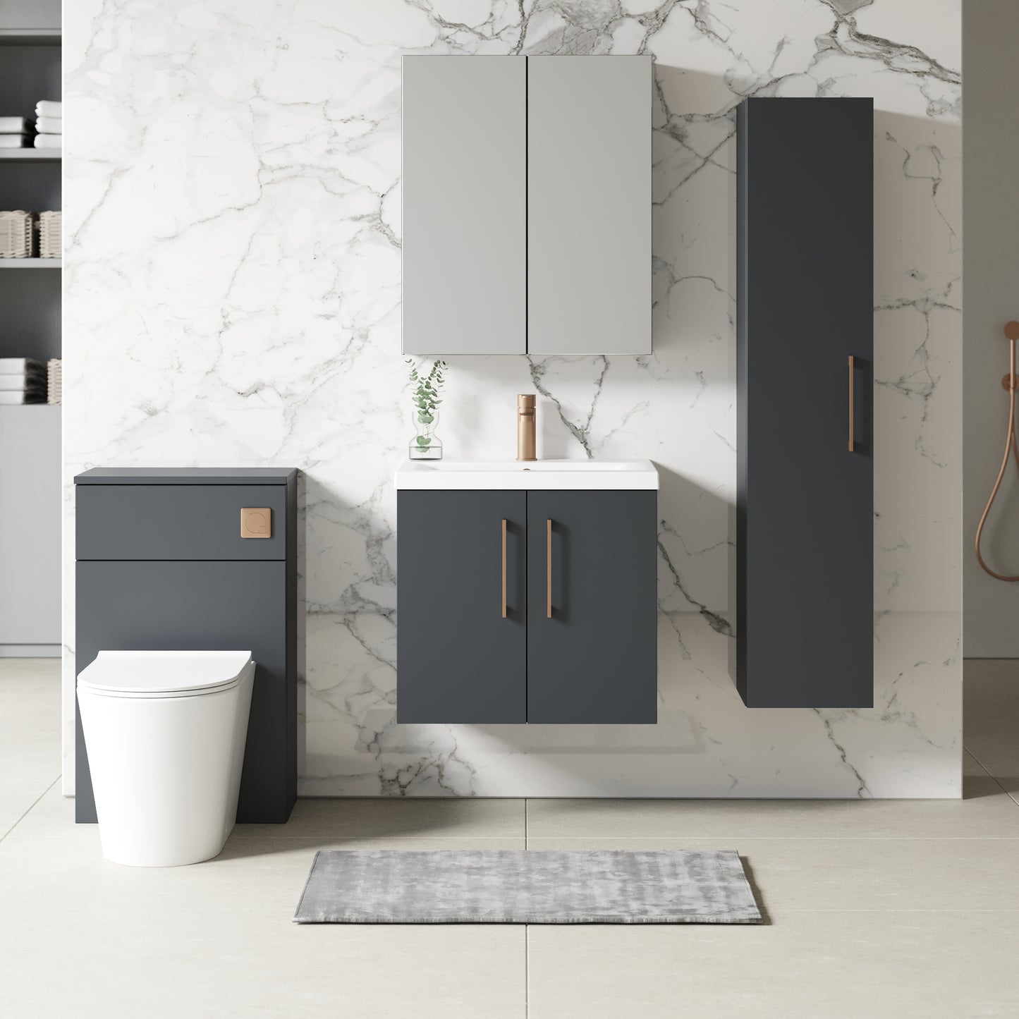 NUIE 600mm Wall Hung 2 Door Vanity & Basin 1
