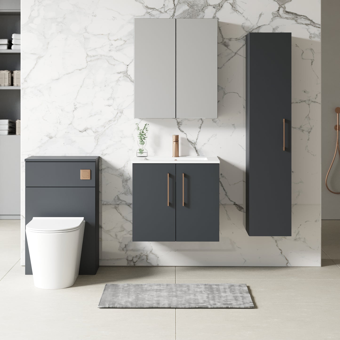 NUIE 600mm Wall Hung 2 Door Vanity & Basin 2