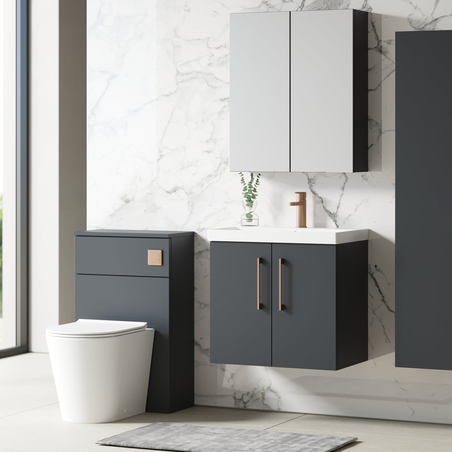 NUIE 600mm Wall Hung 2 Door Vanity & Basin 3