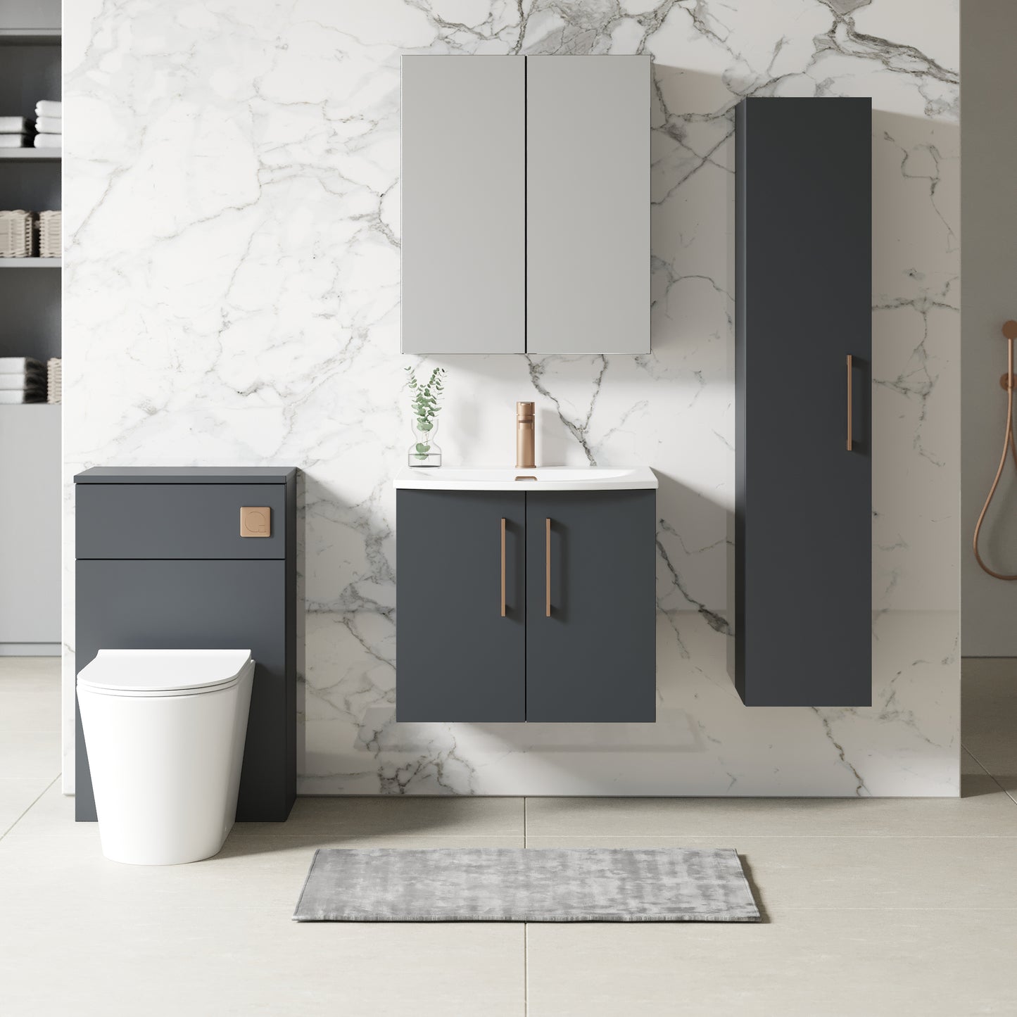 NUIE 600mm Wall Hung 2 Door Vanity & Basin 4