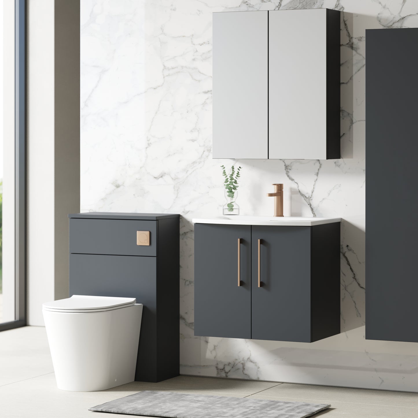 NUIE 600mm Wall Hung 2 Door Vanity & Basin 4