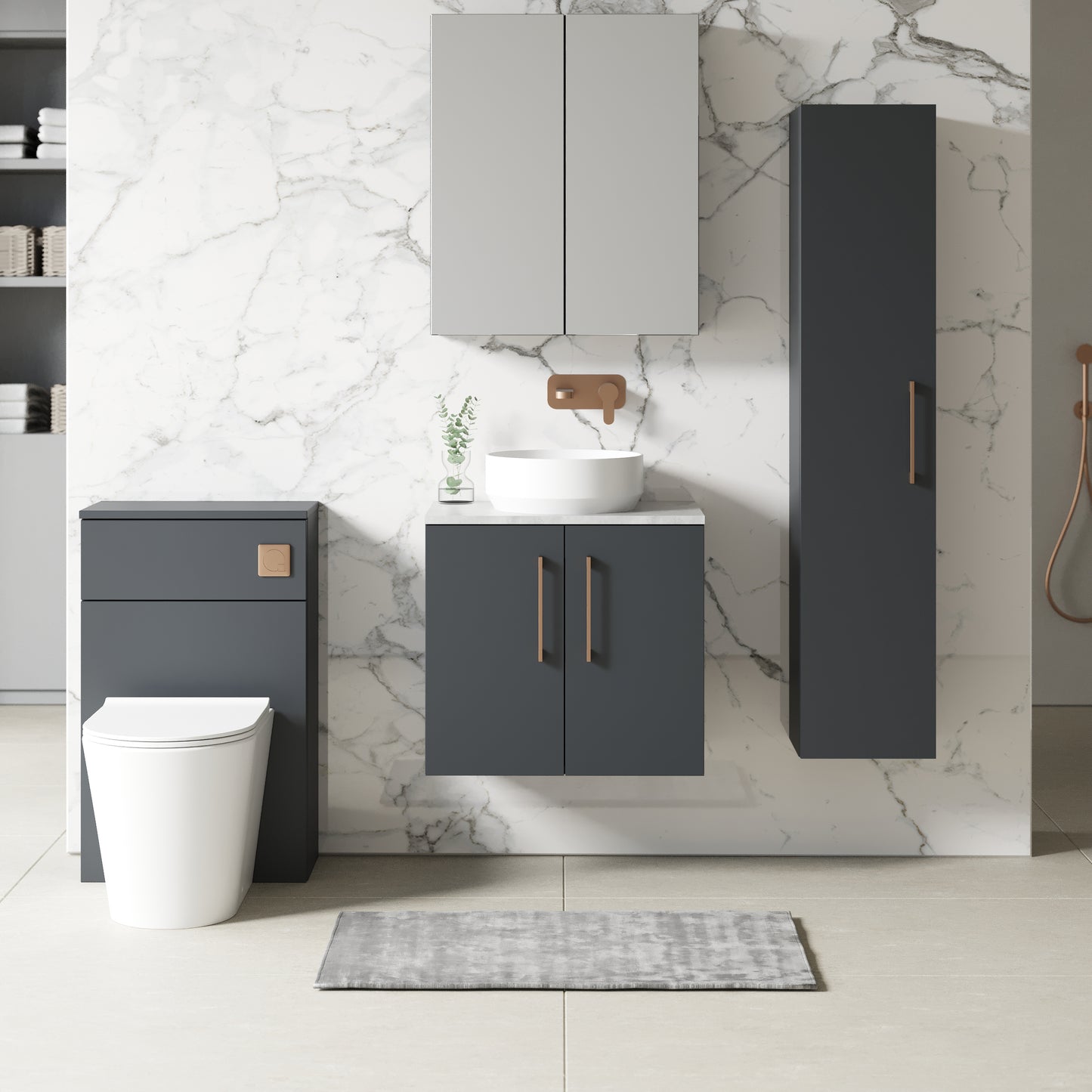 NUIE 600mm Wall Hung 2 Door Vanity & Laminate Top