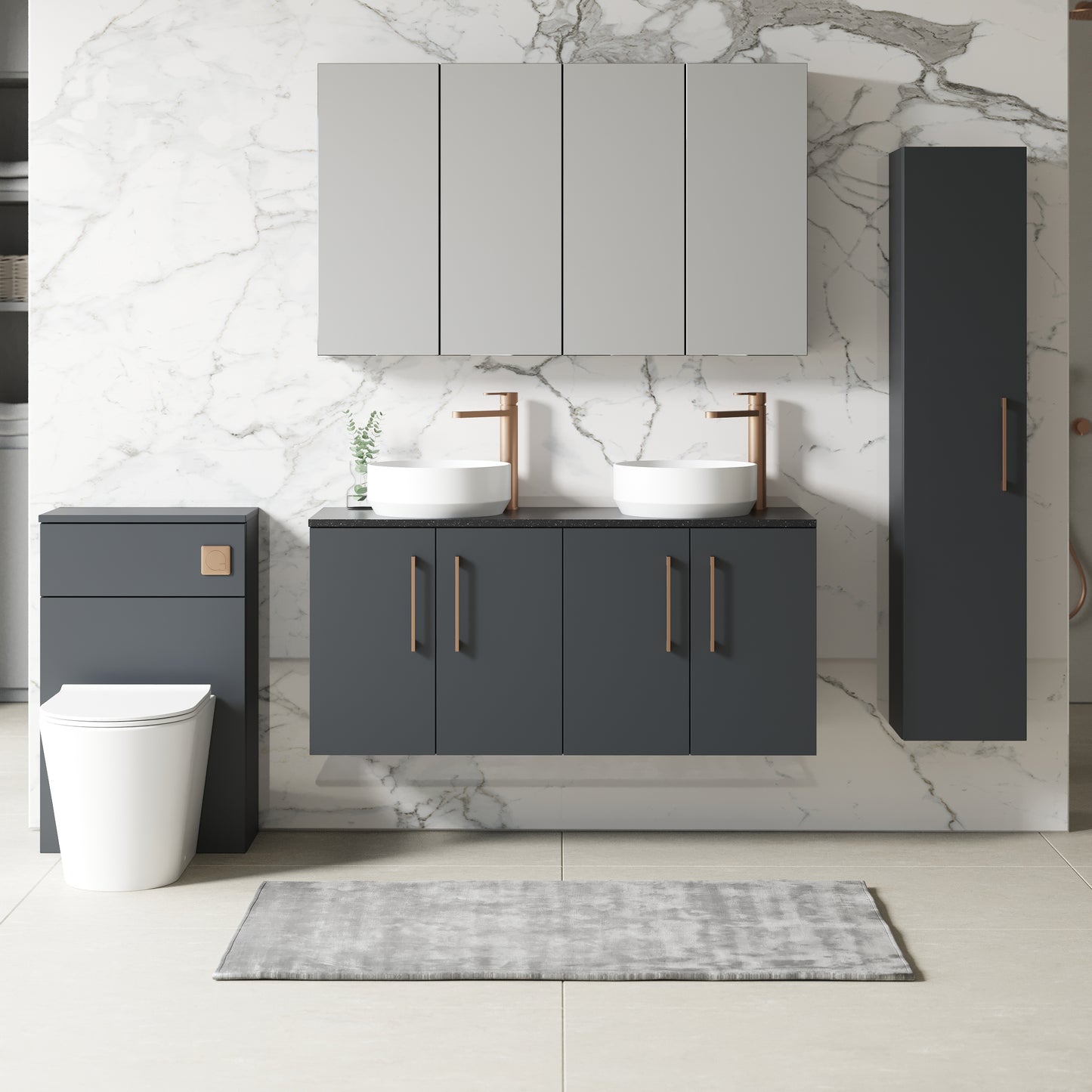 NUIE 1200mm Wall Hung 4-Door Vanity & Laminate Worktop