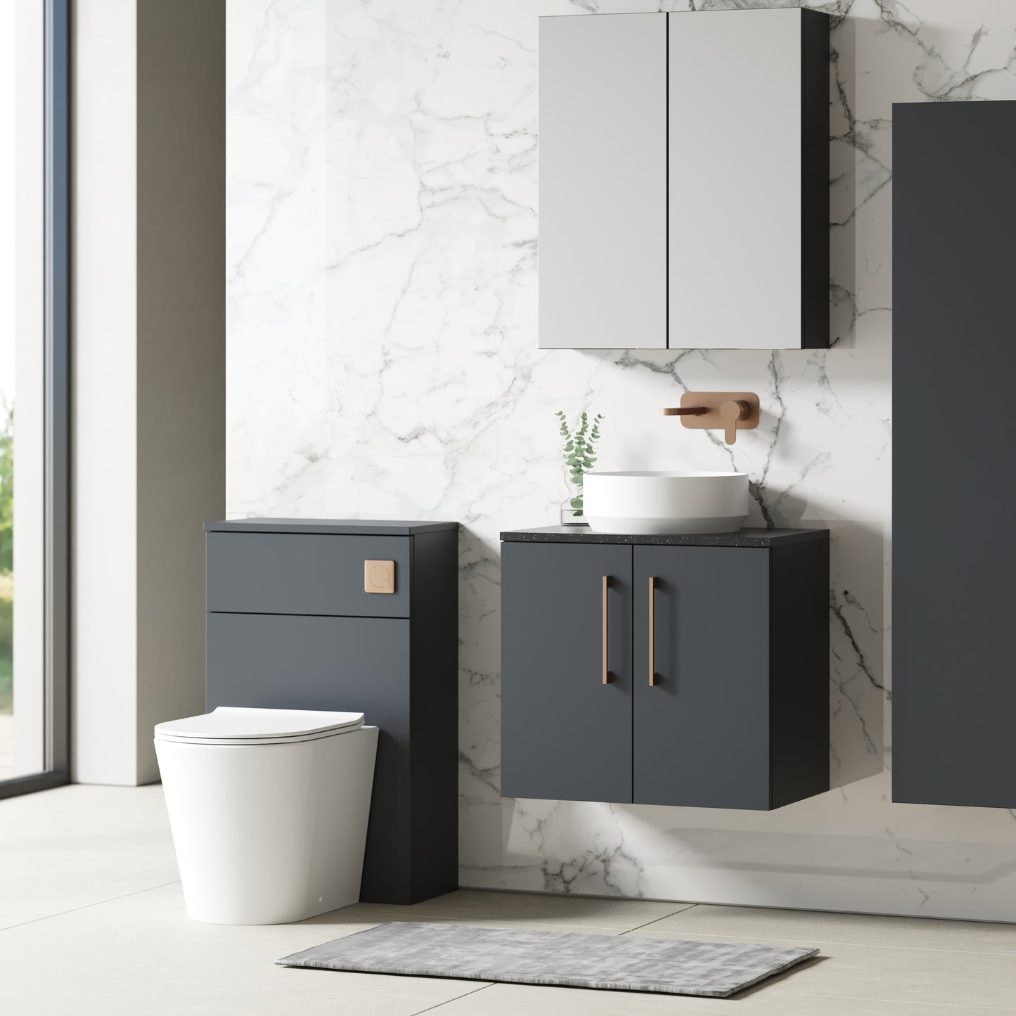 NUIE 600mm Wall Hung 2 Door Vanity & Laminate Top