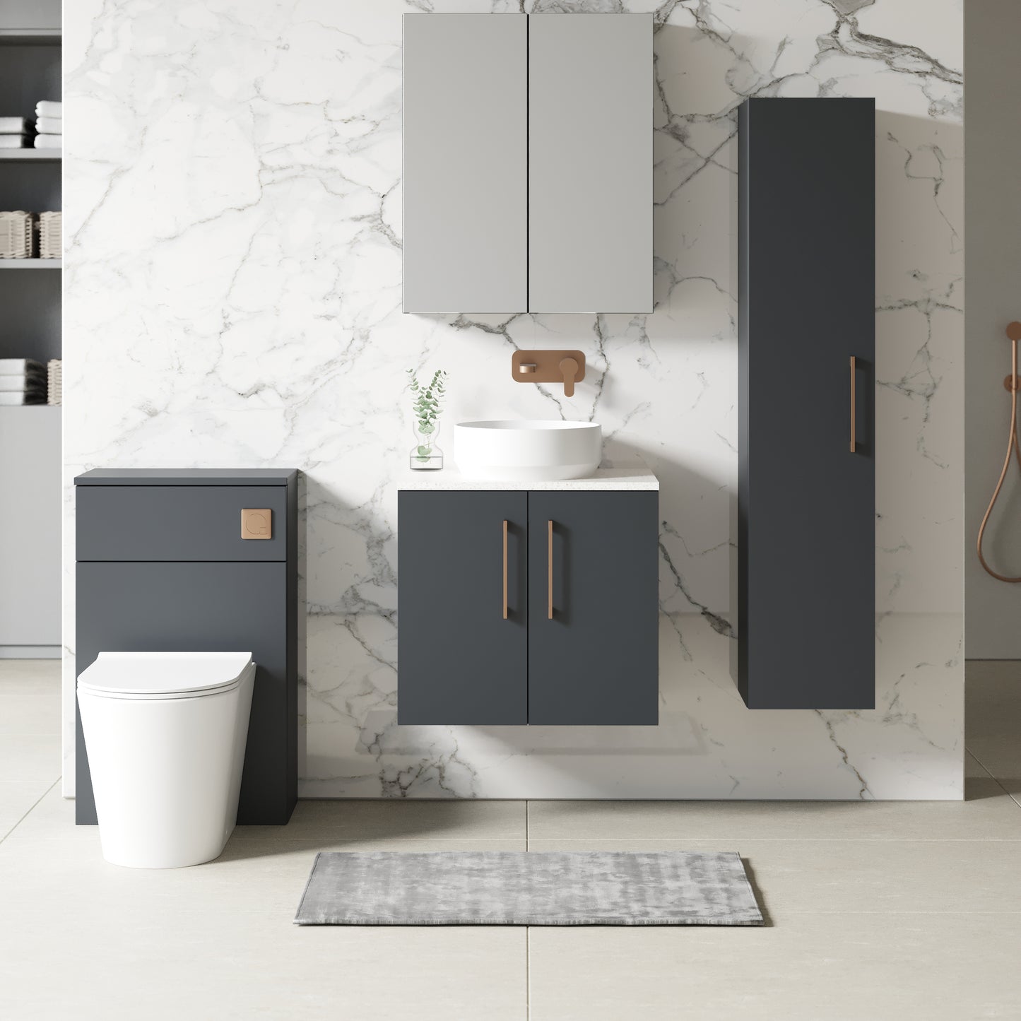 NUIE 600mm Wall Hung 2 Door Vanity & Laminate Top