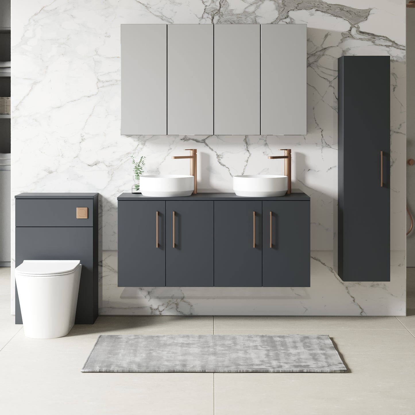 NUIE 1200mm Wall Hung 4 Door Vanity & Worktop