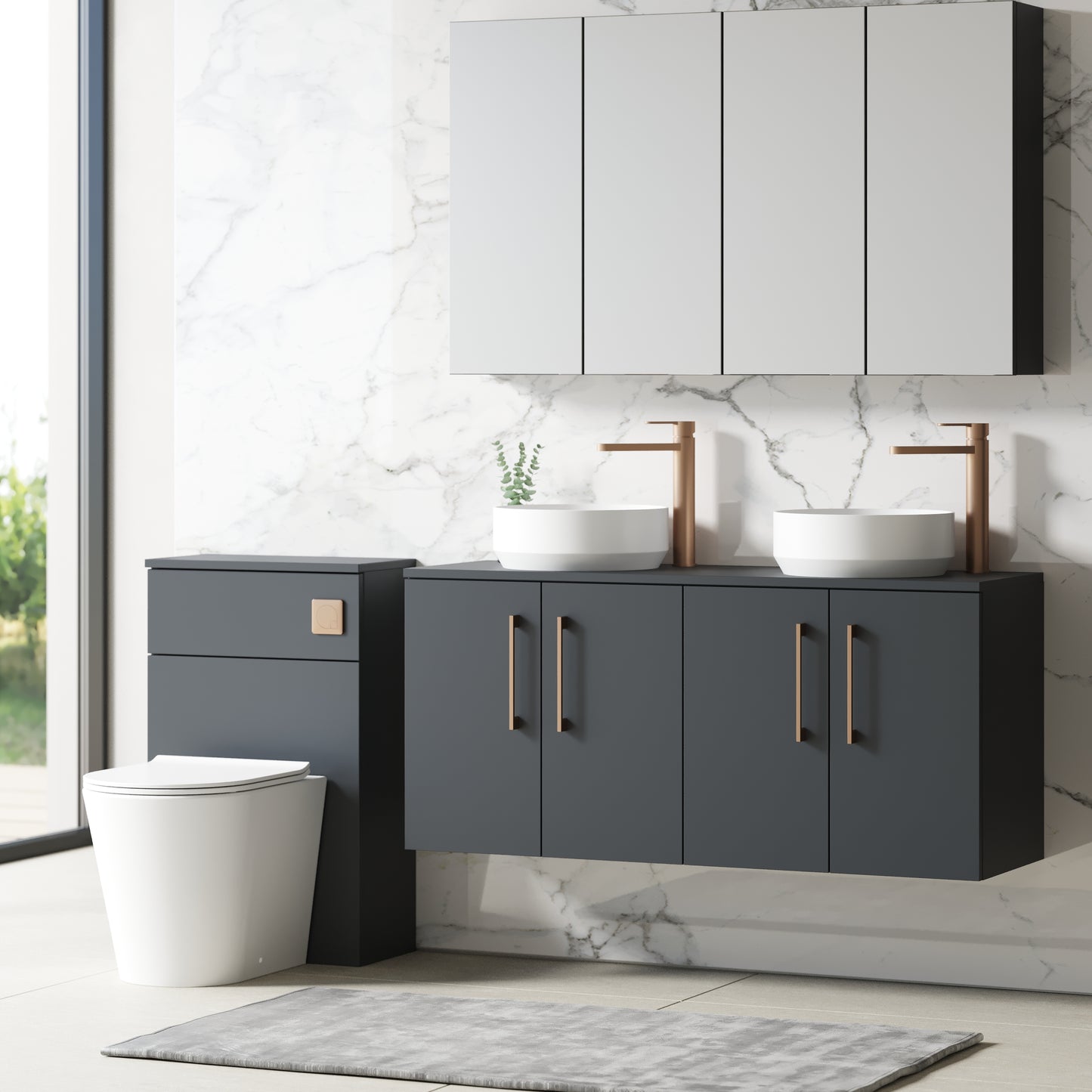NUIE 1200mm Wall Hung 4 Door Vanity & Worktop