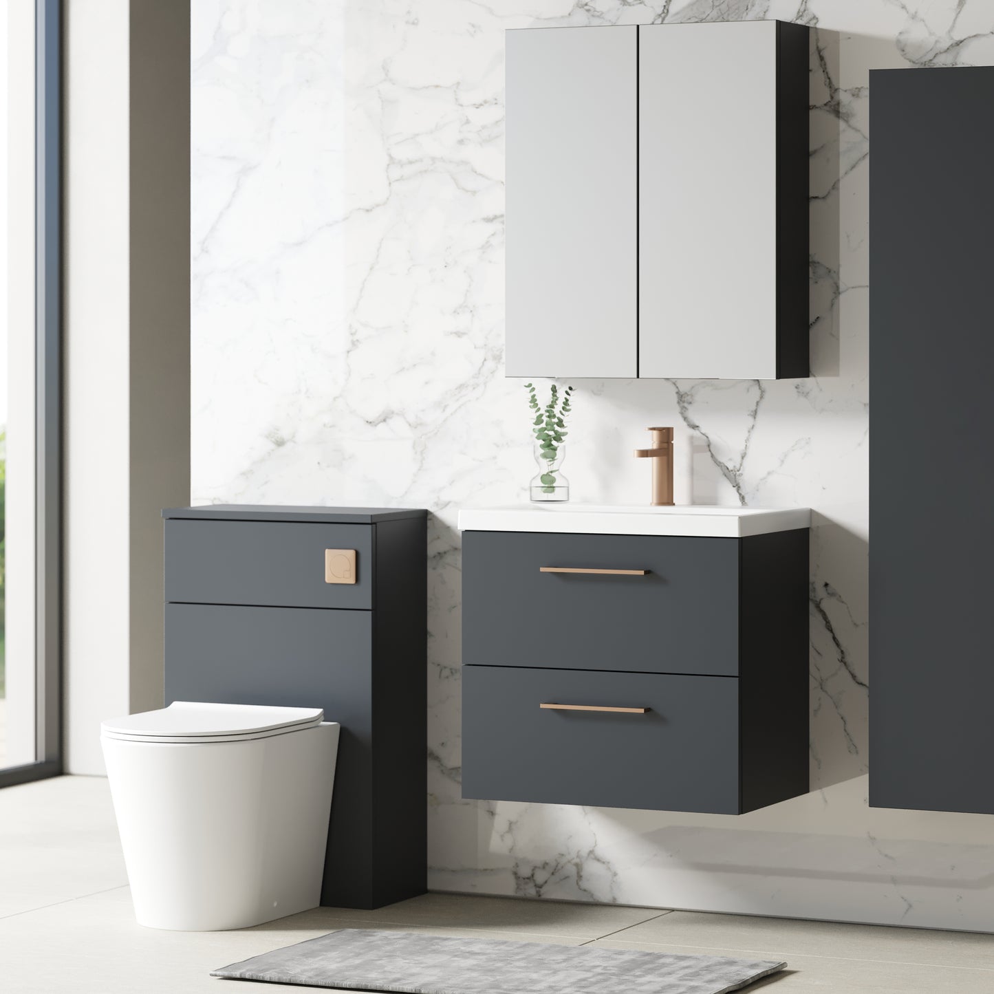NUIE 600mm Wall Hung 2 Drawer Vanity & Basin 1