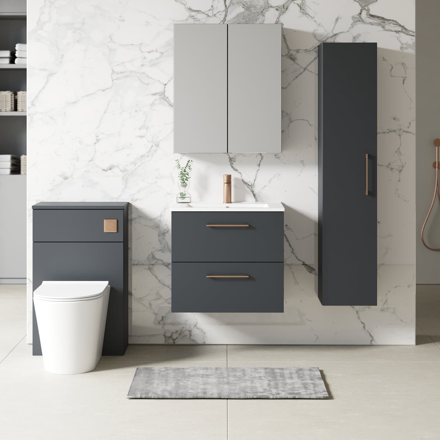 NUIE 600mm Wall Hung 2 Drawer Vanity & Basin 2