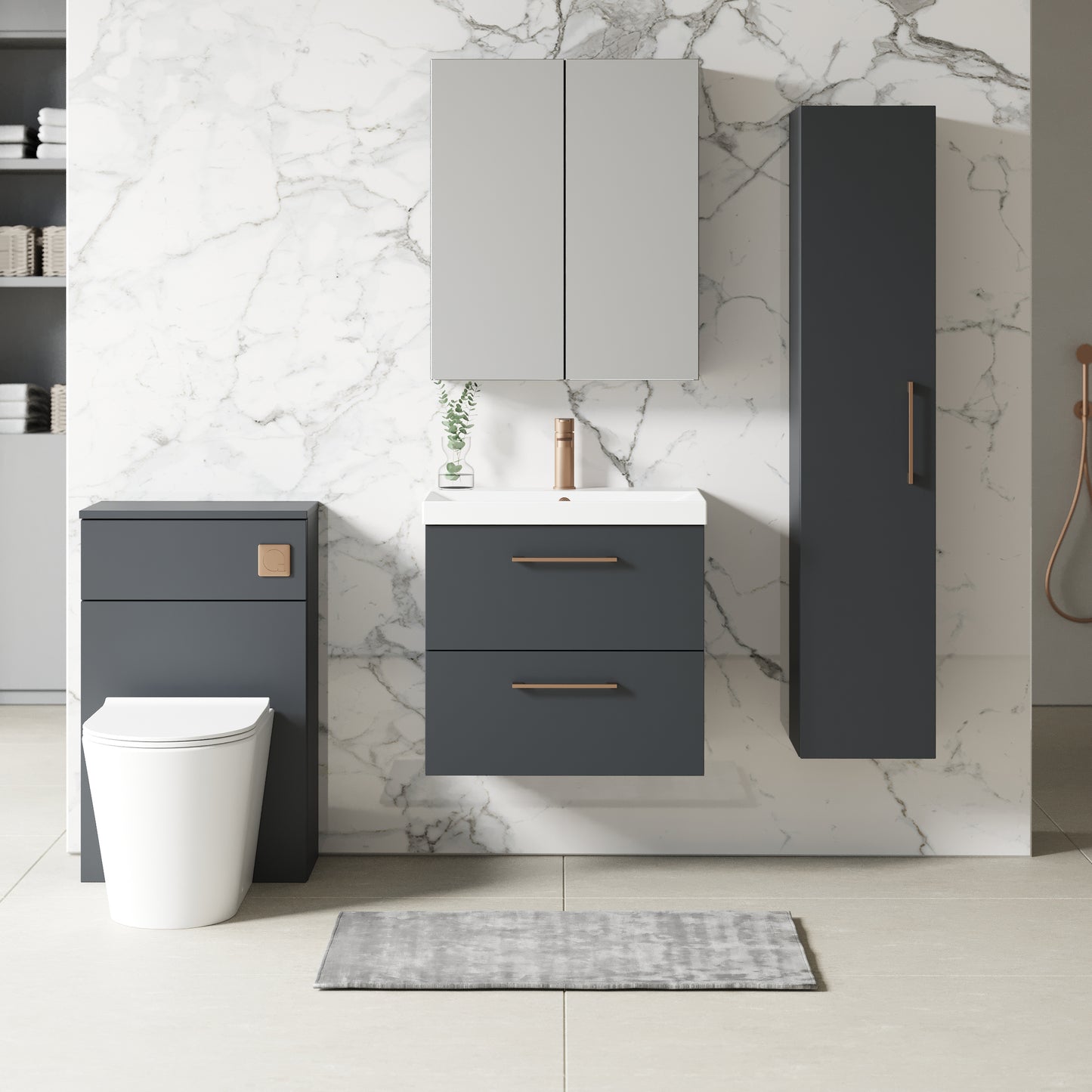 NUIE 600mm Wall Hung 2 Drawer Vanity & Basin 3
