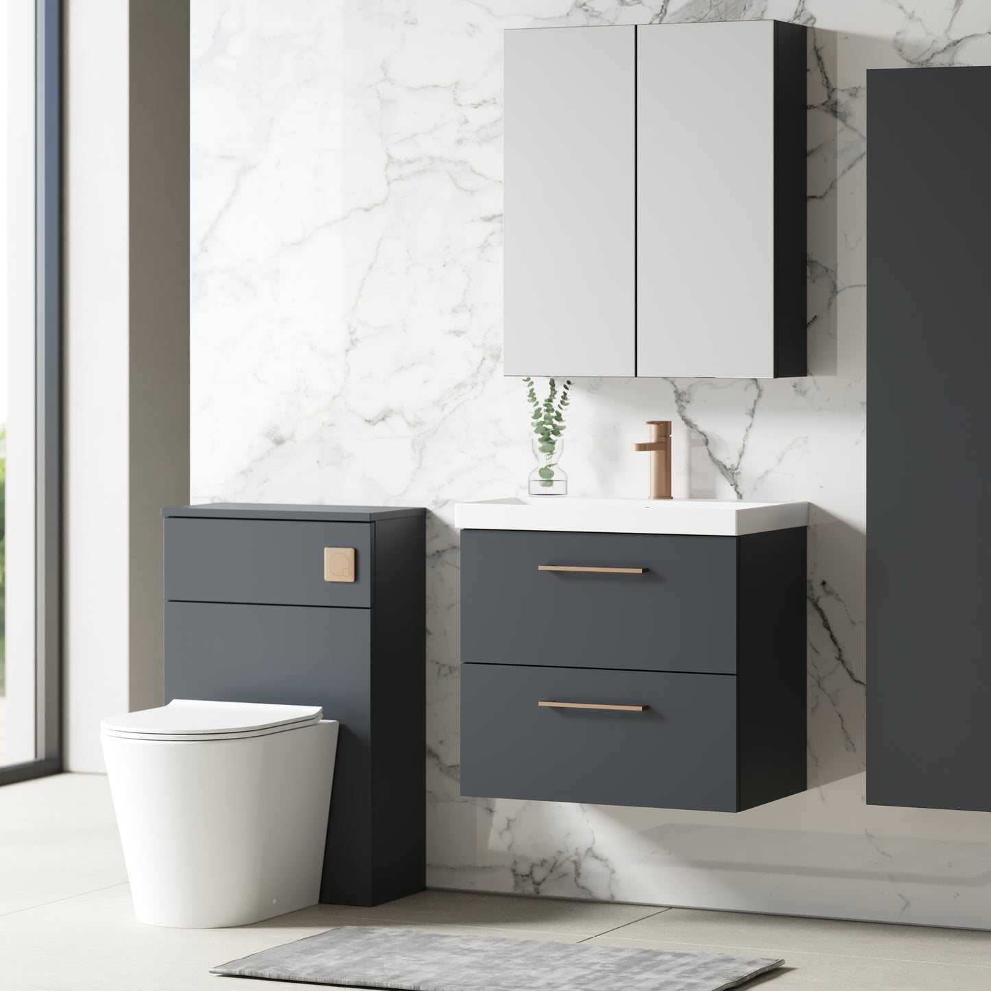 NUIE 600mm Wall Hung 2 Drawer Vanity & Basin 3