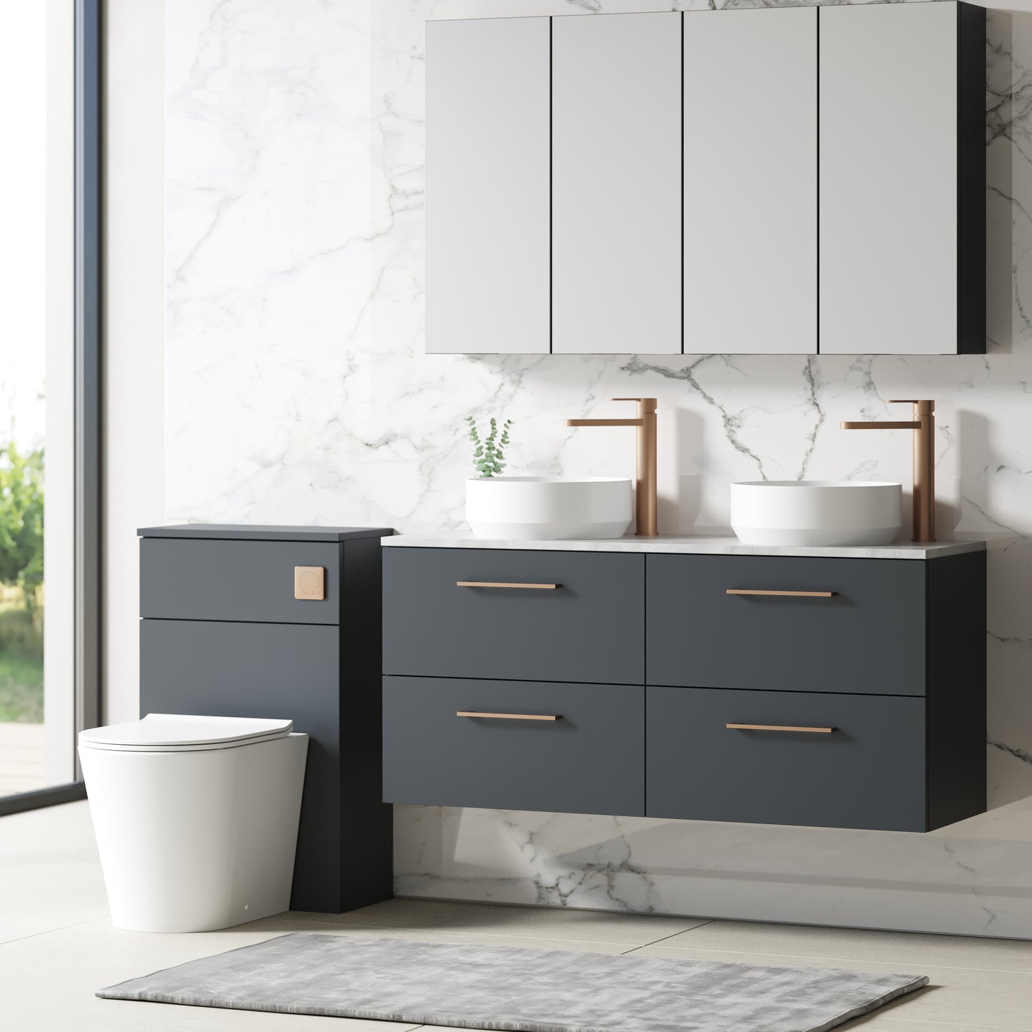 NUIE 1200mm Wall Hung 4-Drawer Vanity & Laminate Worktop