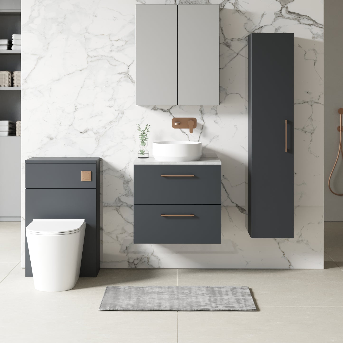 NUIE 600mm Wall Hung 2 Drawer Vanity & Laminate Top