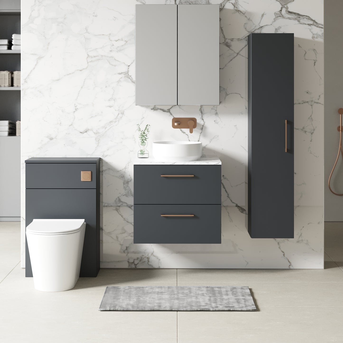 NUIE 600mm Wall Hung 2-Drawer Vanity & Laminate Worktop