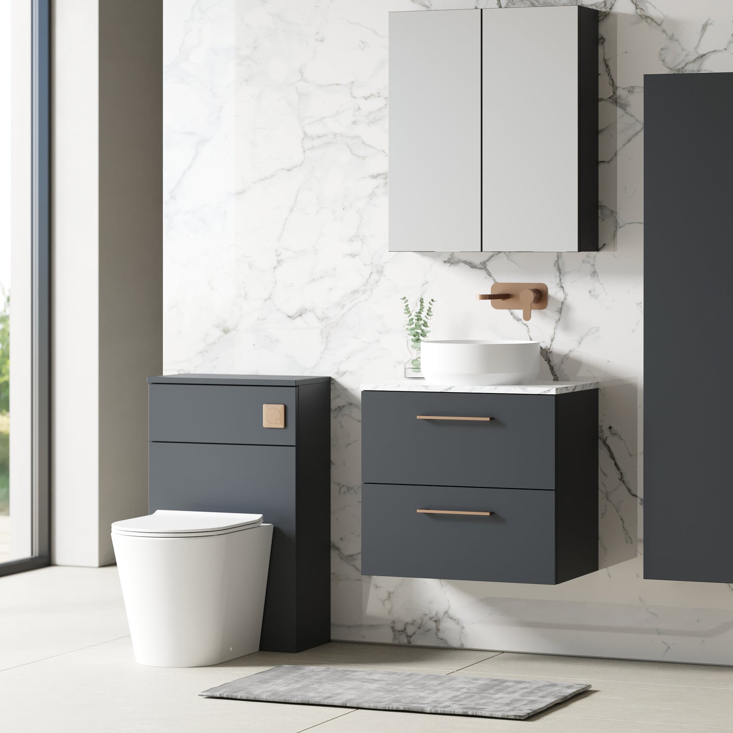 NUIE 600mm Wall Hung 2-Drawer Vanity & Laminate Worktop