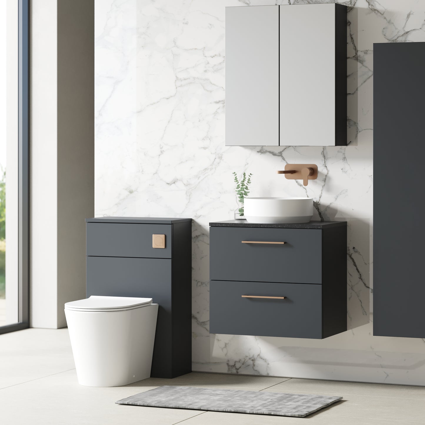 NUIE 600mm Wall Hung 2 Drawer Vanity & Laminate Top