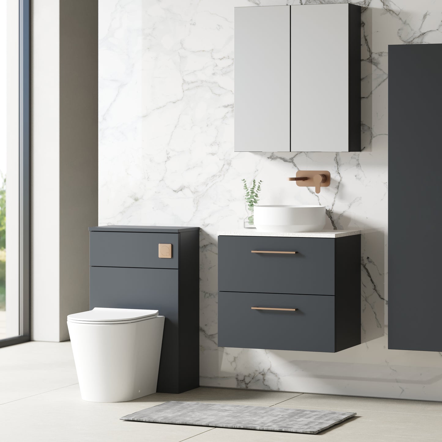 NUIE 600mm Wall Hung 2 Drawer Vanity & Laminate Top