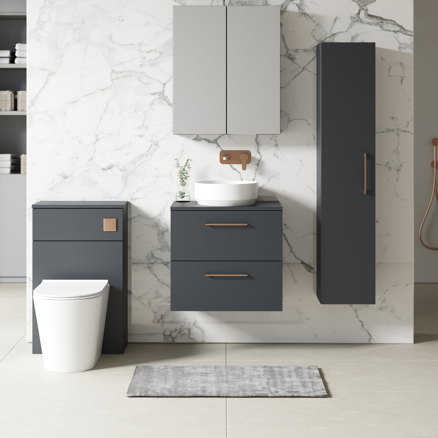 NUIE 600mm Wall Hung 2 Drawer Vanity & Worktop