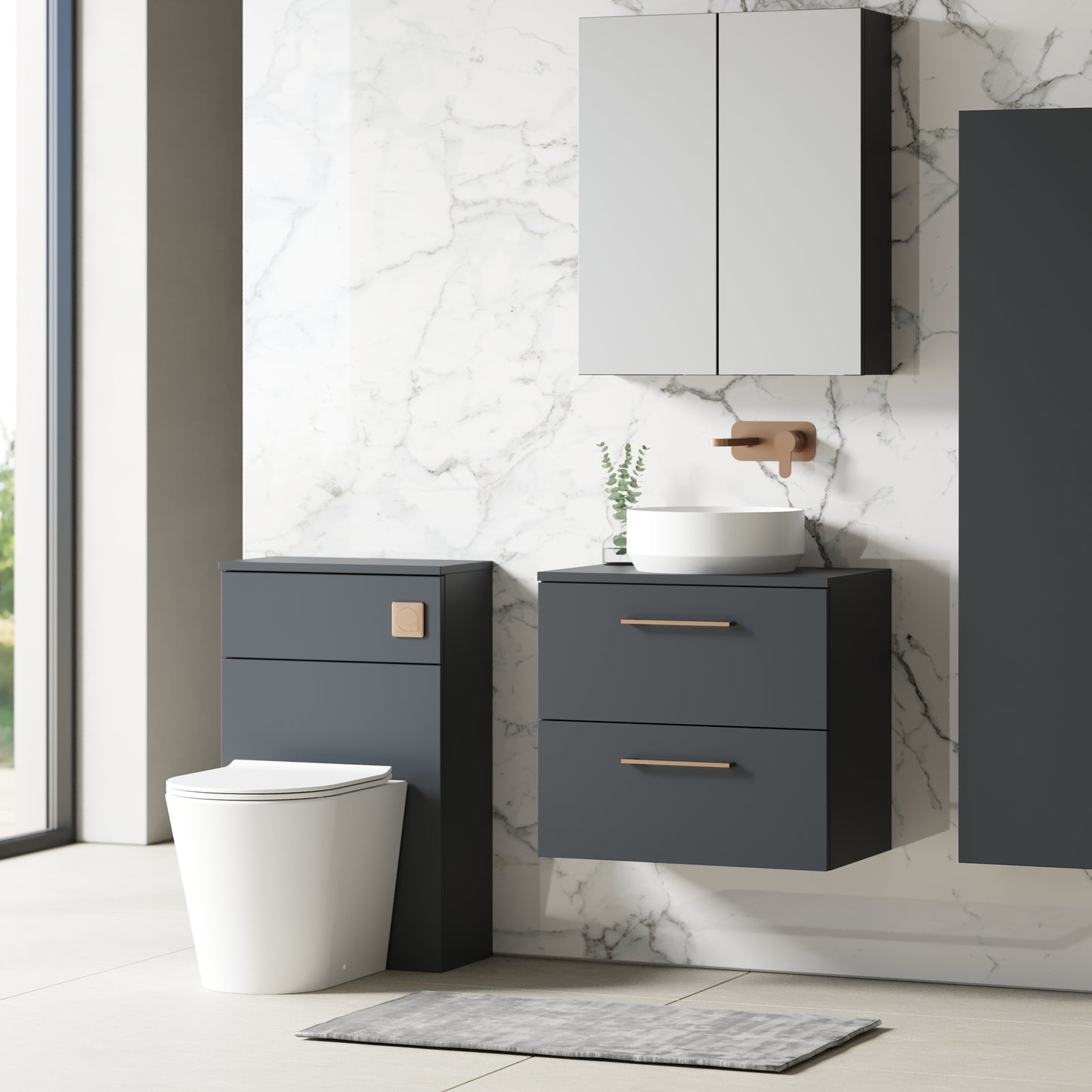 NUIE 600mm Wall Hung 2 Drawer Vanity & Worktop